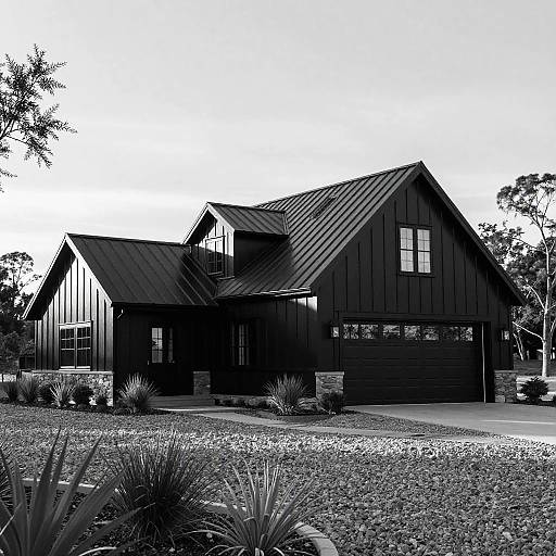 Modern Black and White Ranch Exterior