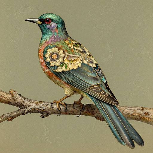 Mystical Opium Bird Art Nouveau