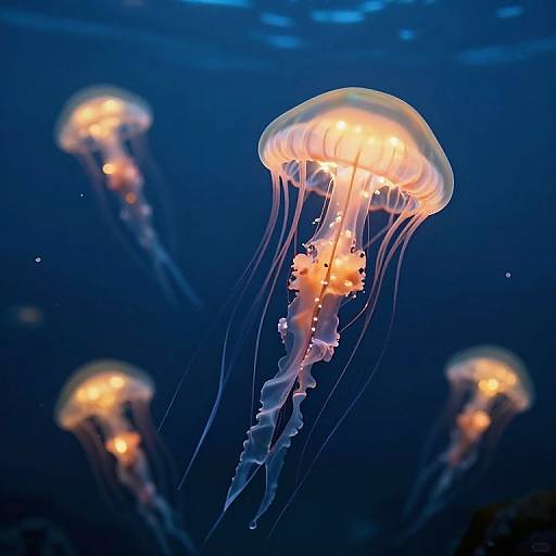 Clockwork Jellyfish in Ethereal Underwater Realm