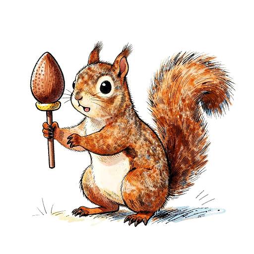 Whimsical Squirrel with Nutcracker