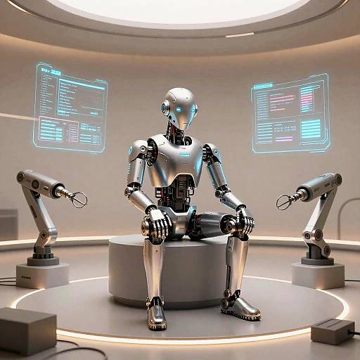 Futuristic Android in Minimalist Space