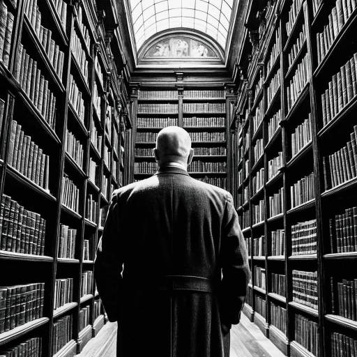 Elderly Historian in Ancient Library