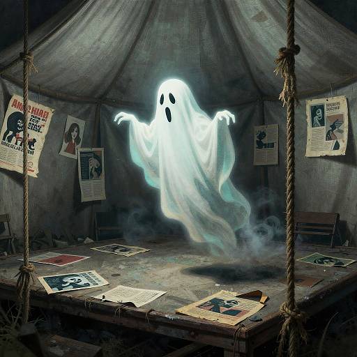 Whimsical Macabre Mime Ghost Scene