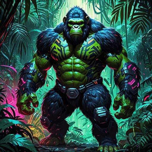 Cybernetic Tribal Ape in Neon Jungle Cybernetic Tribal Ape in Neon Jungle