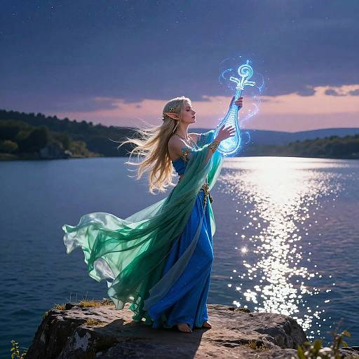 High Elf Bard Performing at Twilight