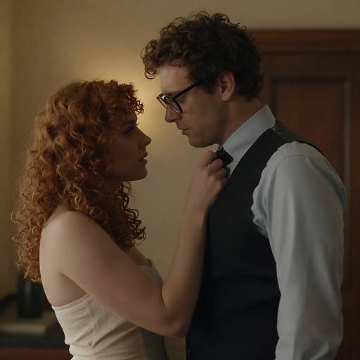 Intimate Moment Between Couple in Dim Room