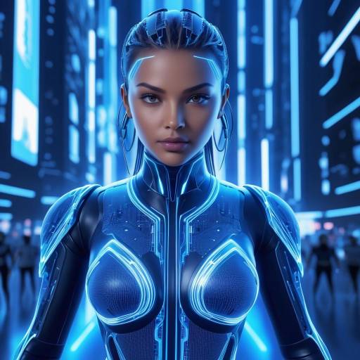 Futuristic Cyborg Female in Urban Setting