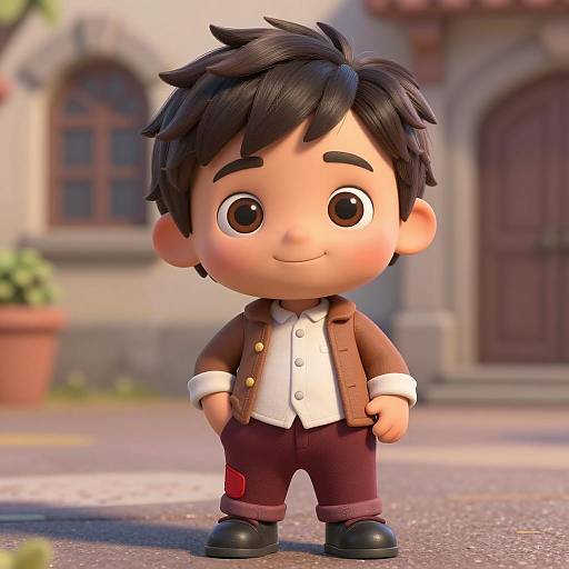 3D CGI Cartoon Boy with Brown Hair