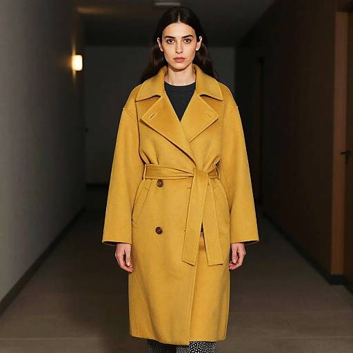 Confident Woman in Mustard Yellow Coat