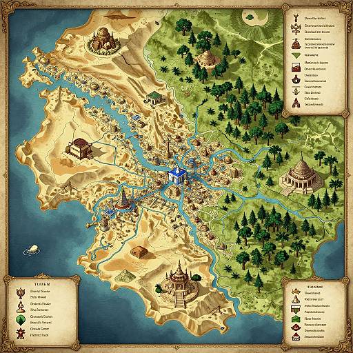 Vintage Fantasy DnD Overworld Map