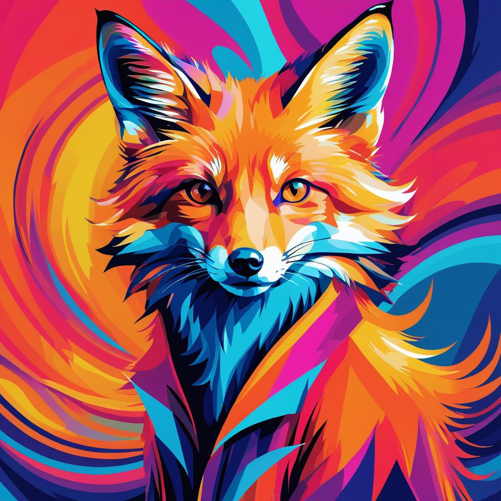 Vibrant Pop Art Fox in Fantasy Style