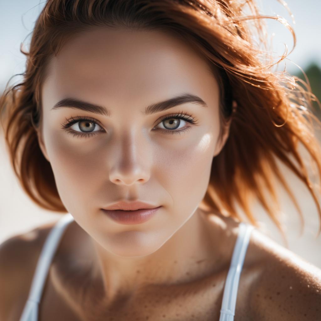 Close-Up Portrait of a Freckled Woman