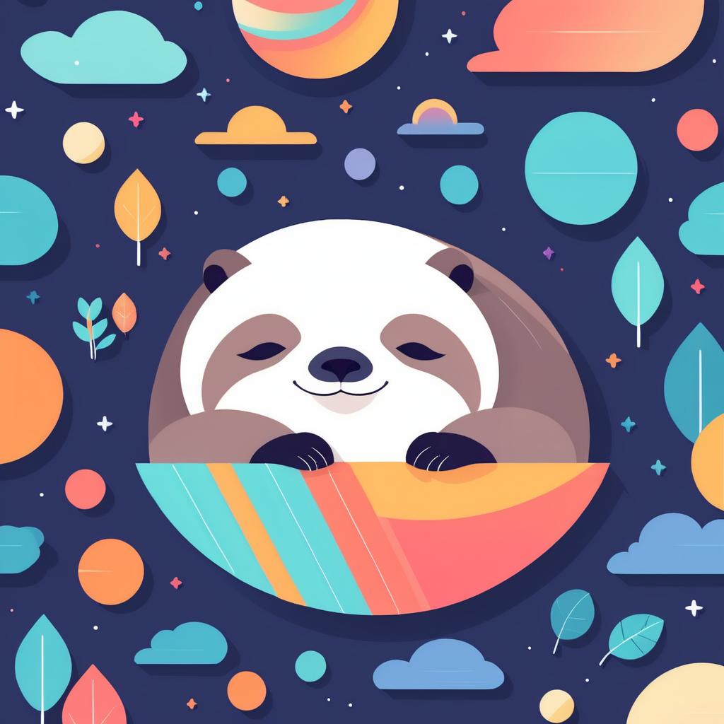 Colorful Cartoon Cover with Sleepy Sloth