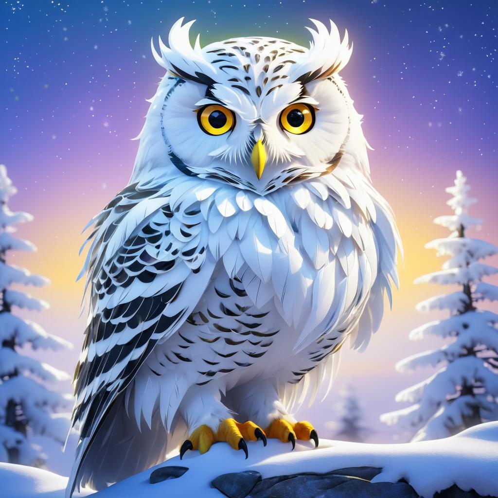 Majestic Snowy Owl Portrait in Twilight