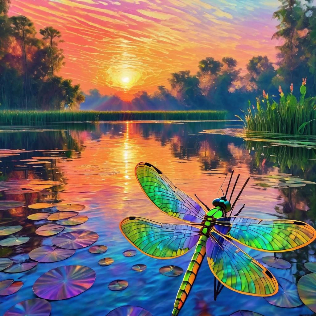 Vibrant Dragonfly Wings at Sunset