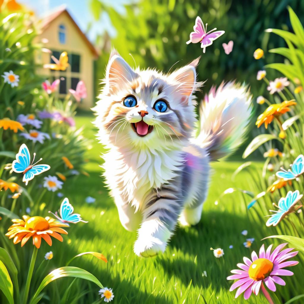 Playful Kitten in Sunny Garden