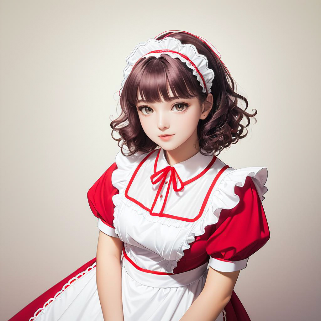 Retro Maid in Cheerful Studio Setting