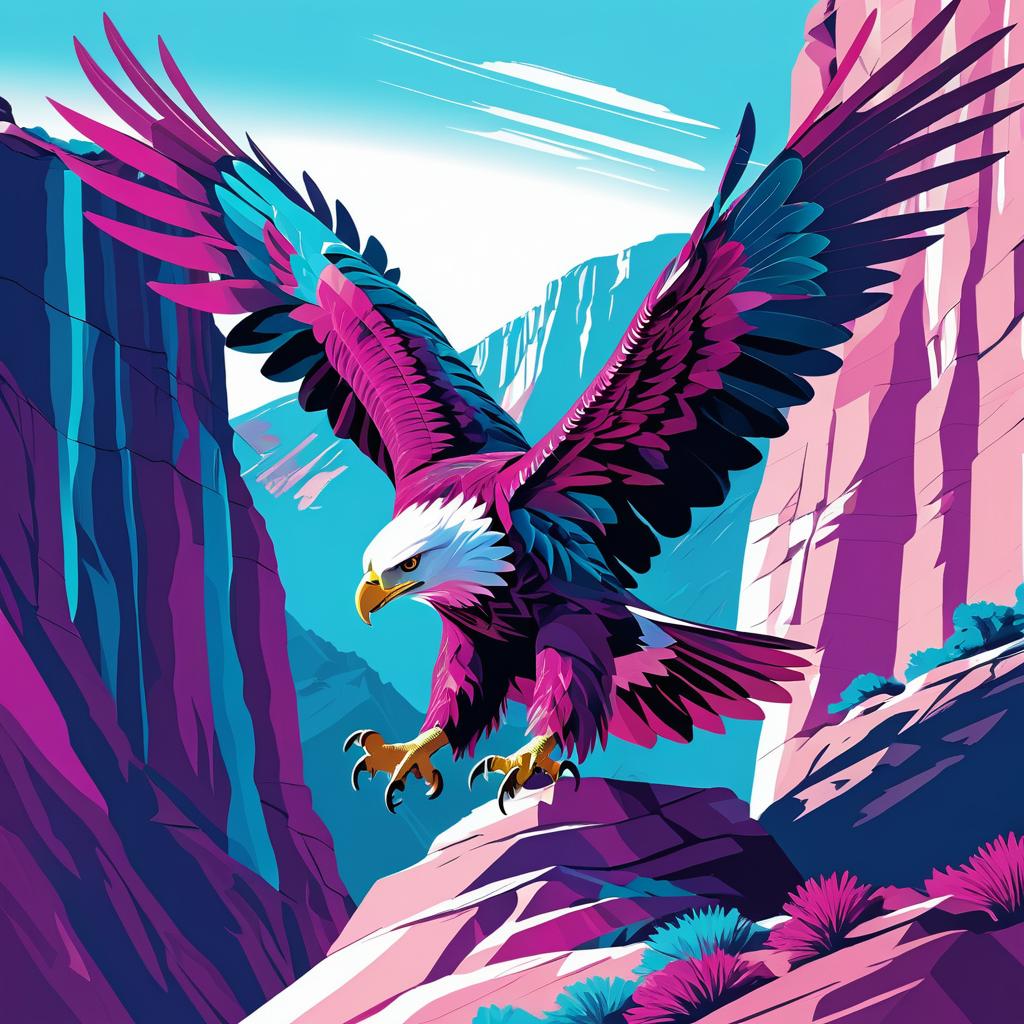 Majestic Eagle in Magenta and Teal