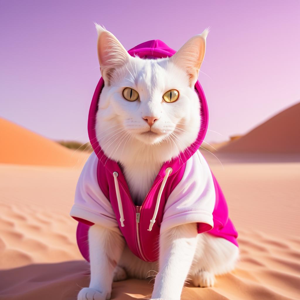 Cinematic Turkish Van Cat in Hoodie