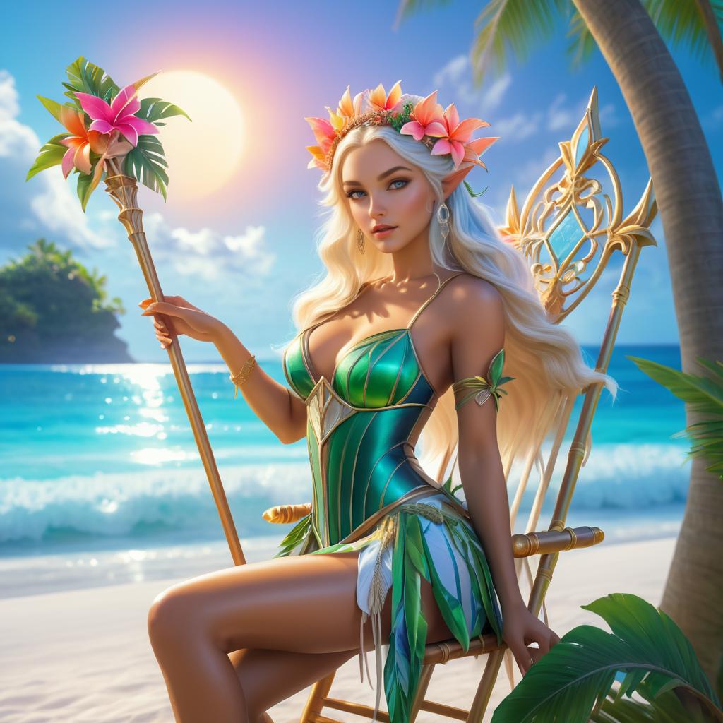 Fantasy Elf Portrait at Tropical Beach