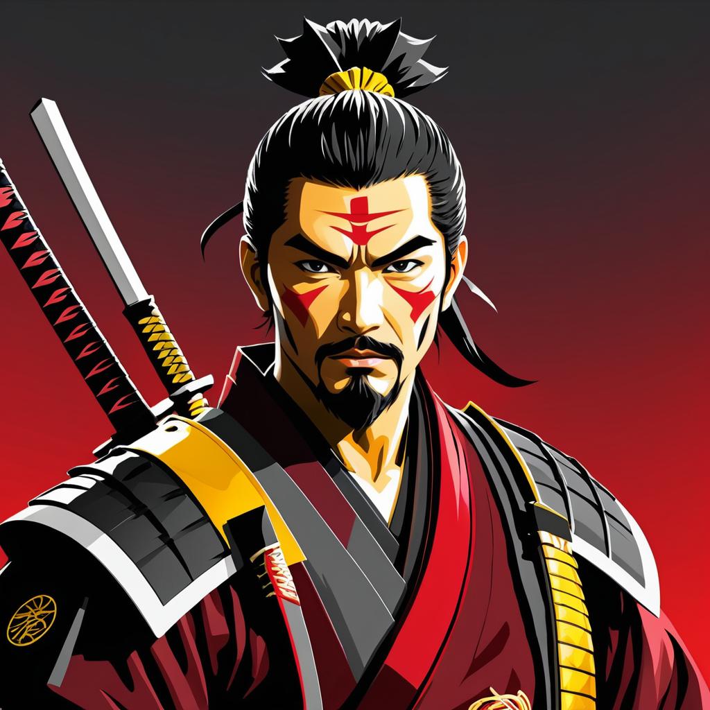 Heroic Samurai Portrait in Anime Style