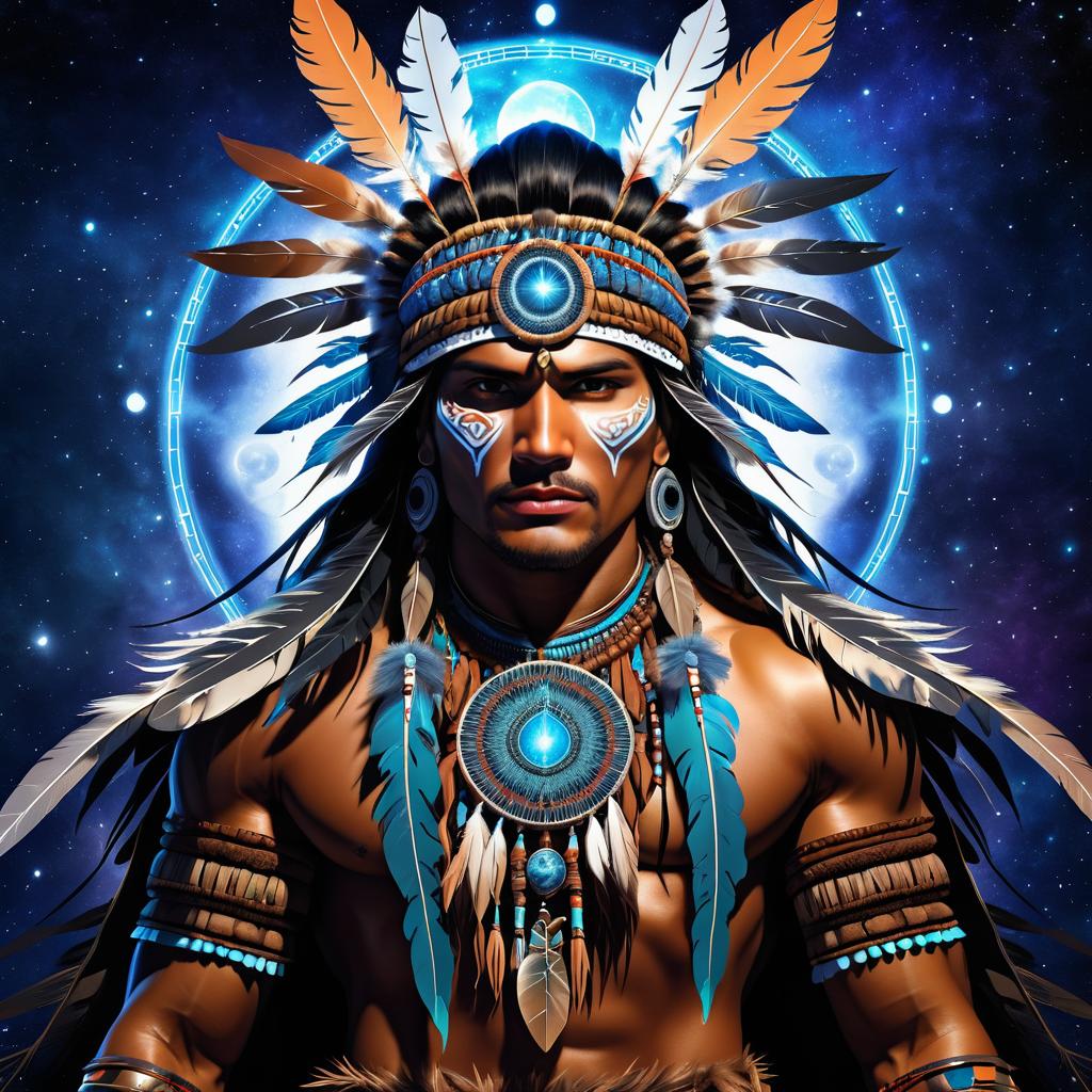 Intricate Cosmic Native American Shaman Artwork