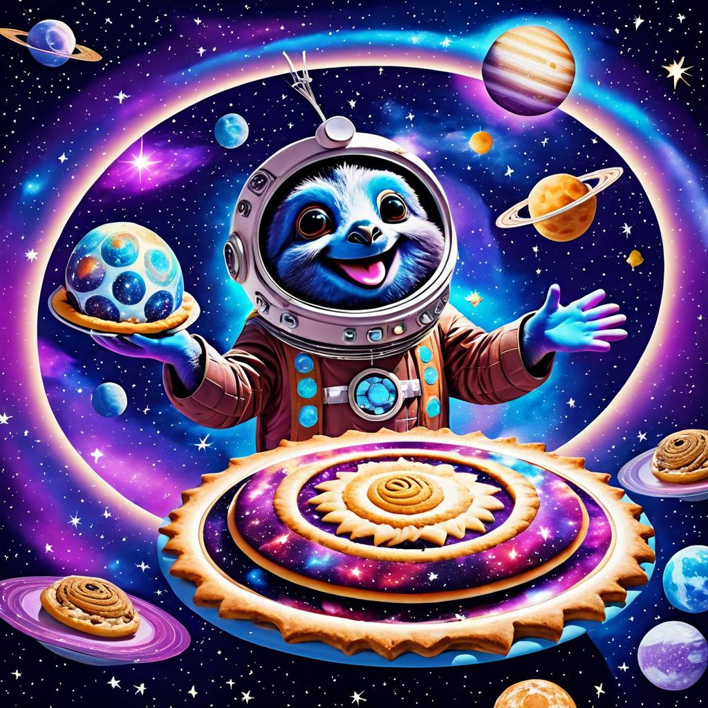 Delighted Cosmic Sloth Baking Star Pies