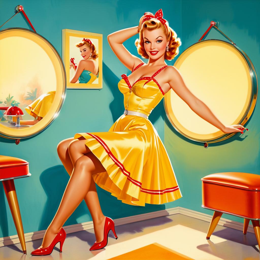 Vibrant 1950s Vintage Pin-Up Art