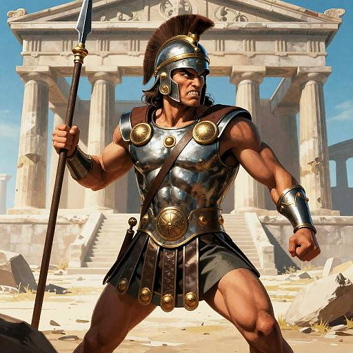 Comic Style Hector in Fierce Battle