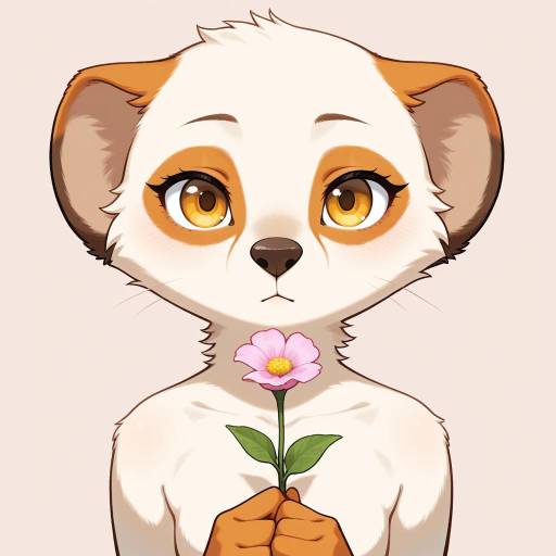 Curious Meerkat with Flower in View Curious Meerkat with Flower in View
