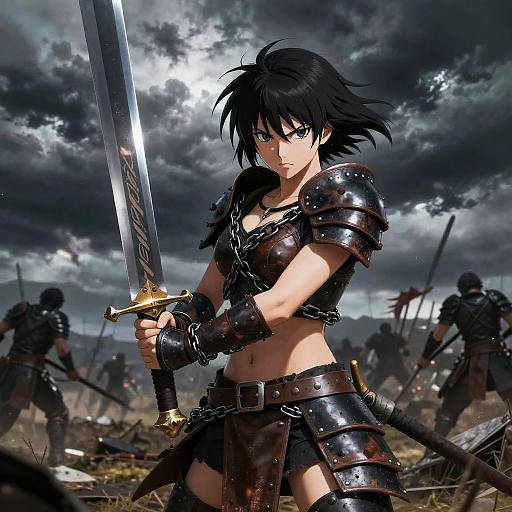 Fierce Warrior Woman in Battle