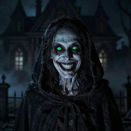 Sinister Old Woman with Glowing Eyes
