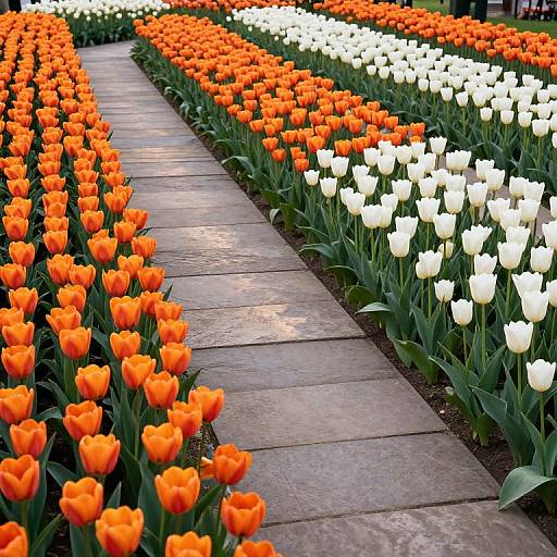Serene Tulip Garden in Golden Light