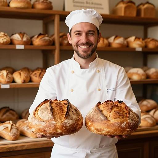 Cheerful Baker with Artisan Bread