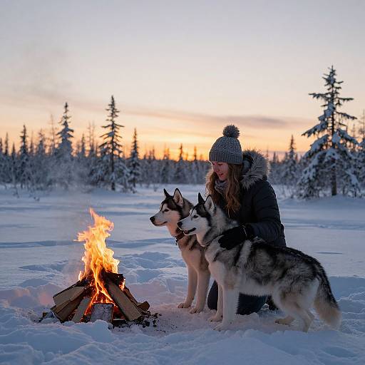 Soulful Bond in Frosty Lapland Wilderness