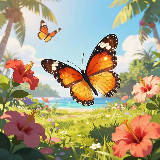 Sparkling Tropical Butterfly in Bloom