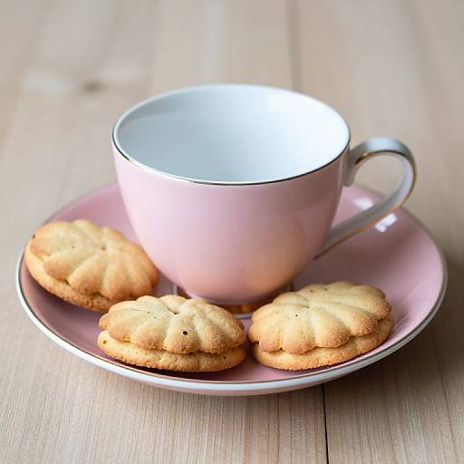 Pink Teacup with Biscuits