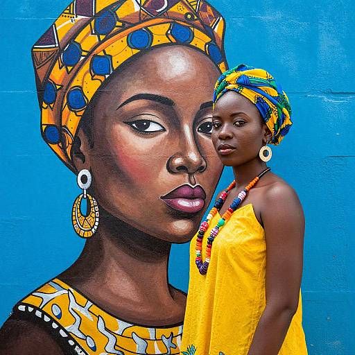 Confident Woman with Vibrant Mural