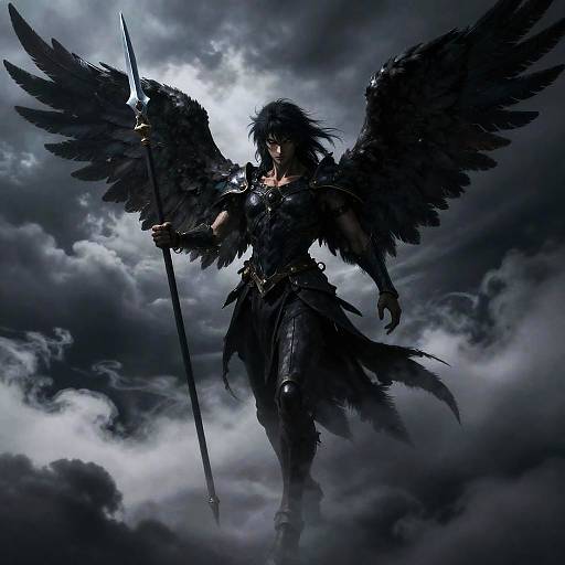Dark Angel with Silver Spear