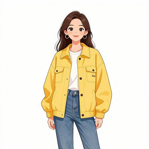 Smiling Woman in Casual Yellow Jacket