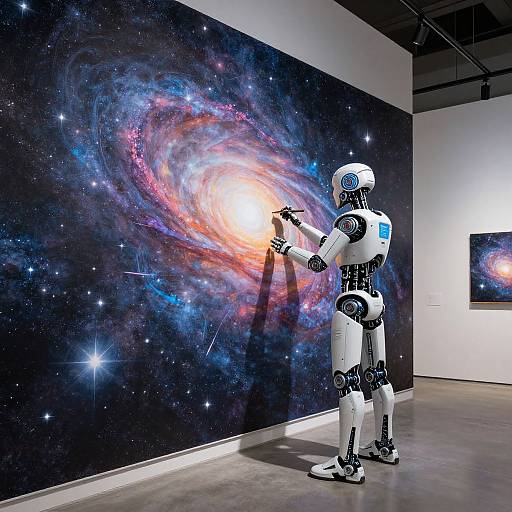 Robotic Artist Painting Cosmic Mural
