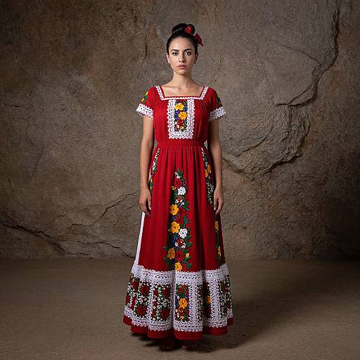 Woman in Traditional Dress by Rocky Wall