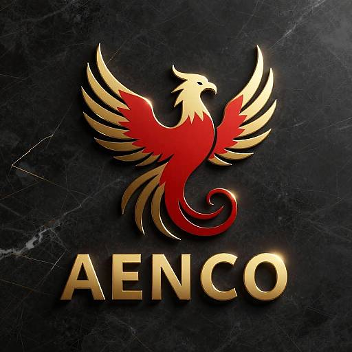 Minimalist Red Gold Phoenix Logo