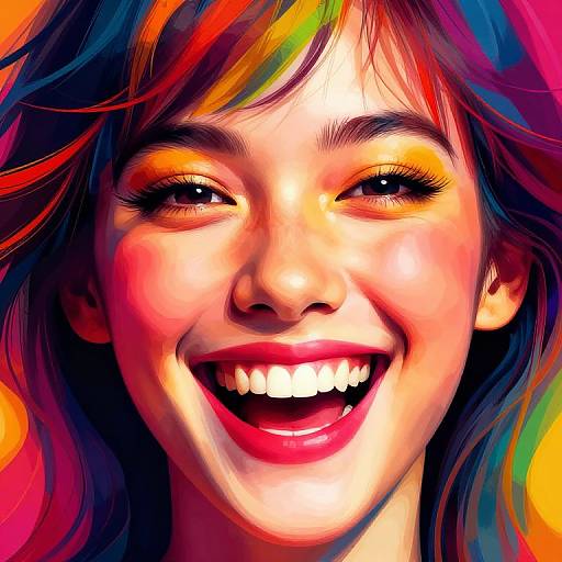 Vivid Joyful Portrait with Dynamic Patterns