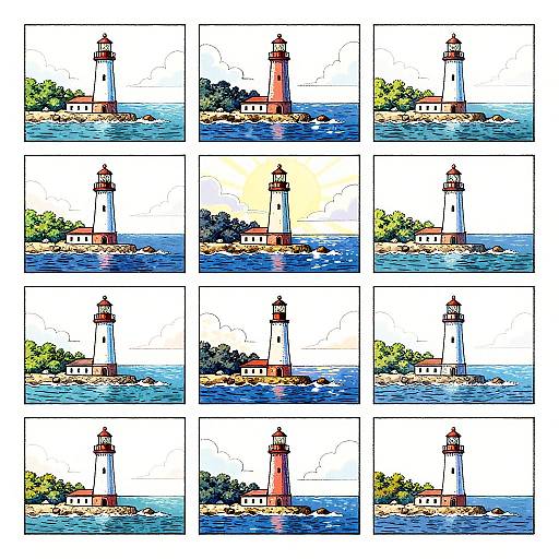 Nautical Lighthouse Storyboard Sketches