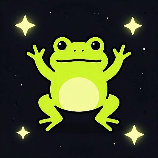 Neon Frog Cartoon in Space