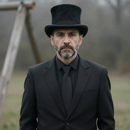 Serious Bearded Man in Top Hat