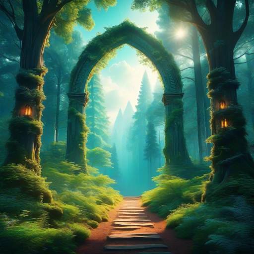 Enchanted Forest with Luminous Archway