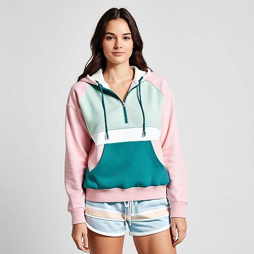 Casual Sporty Woman in Pastel Hoodie