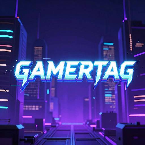 Neon Gamertag in Cyberpunk Cityscape